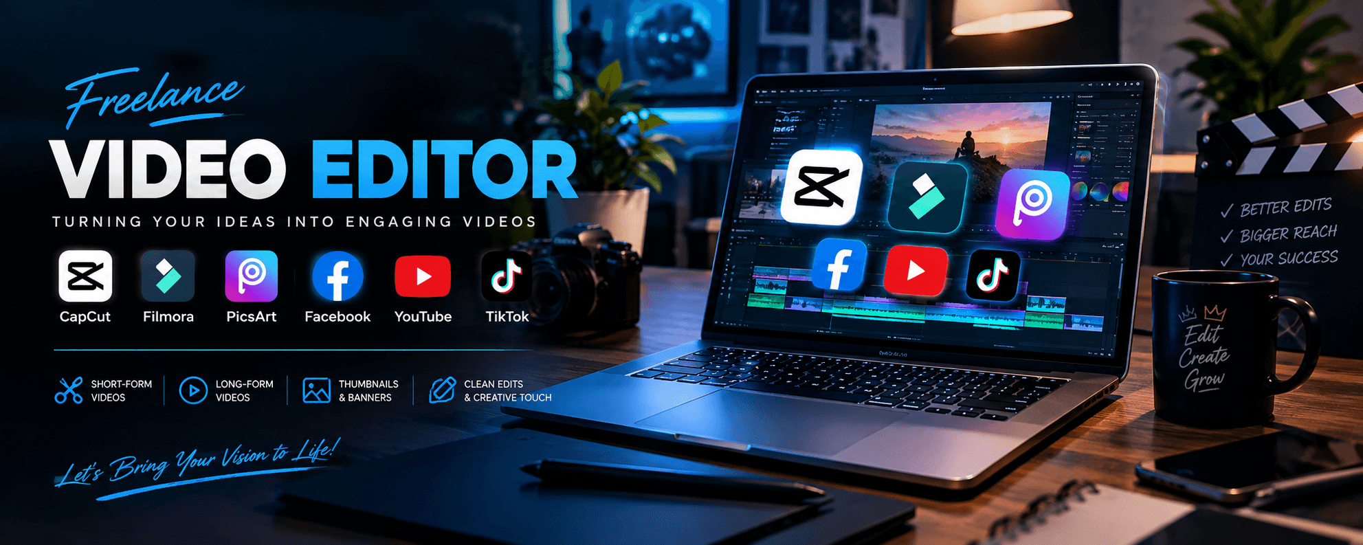Professional video editor, Capcut, Youtube Banner, Youtube Shorts, Youtube Long form, Facebook Reels, Tiktok video,